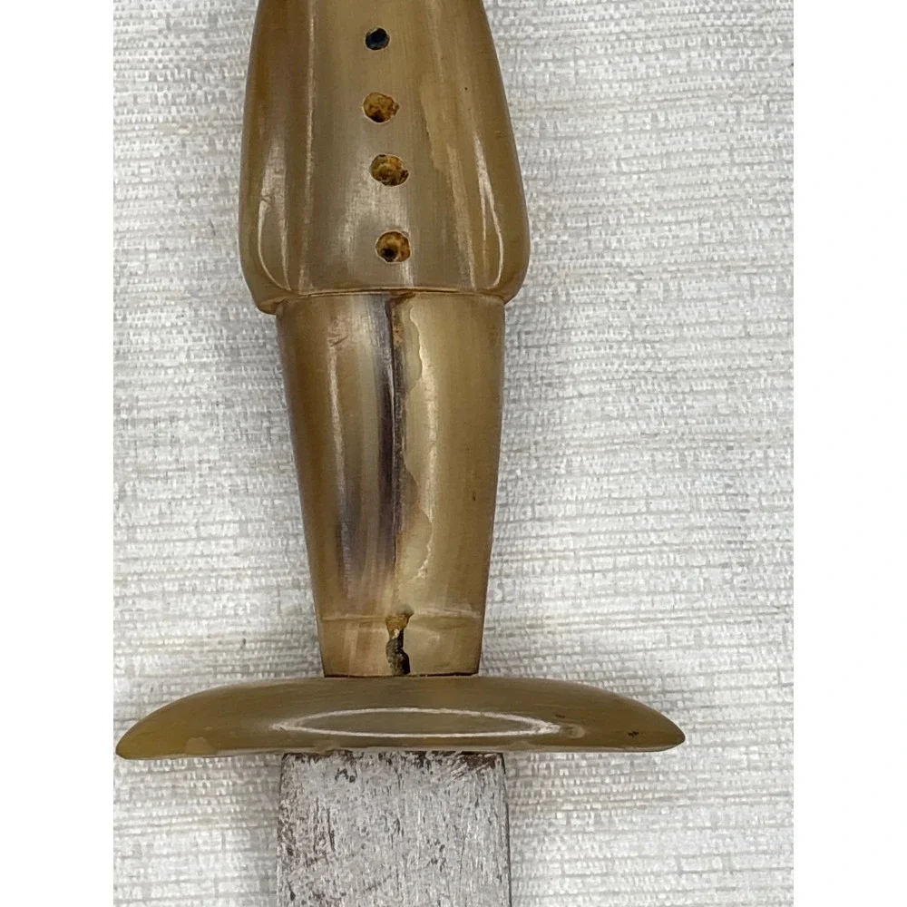 Vintage‎ Tribal Horn Handle Dagger Knife with Leather Sheath Collectible